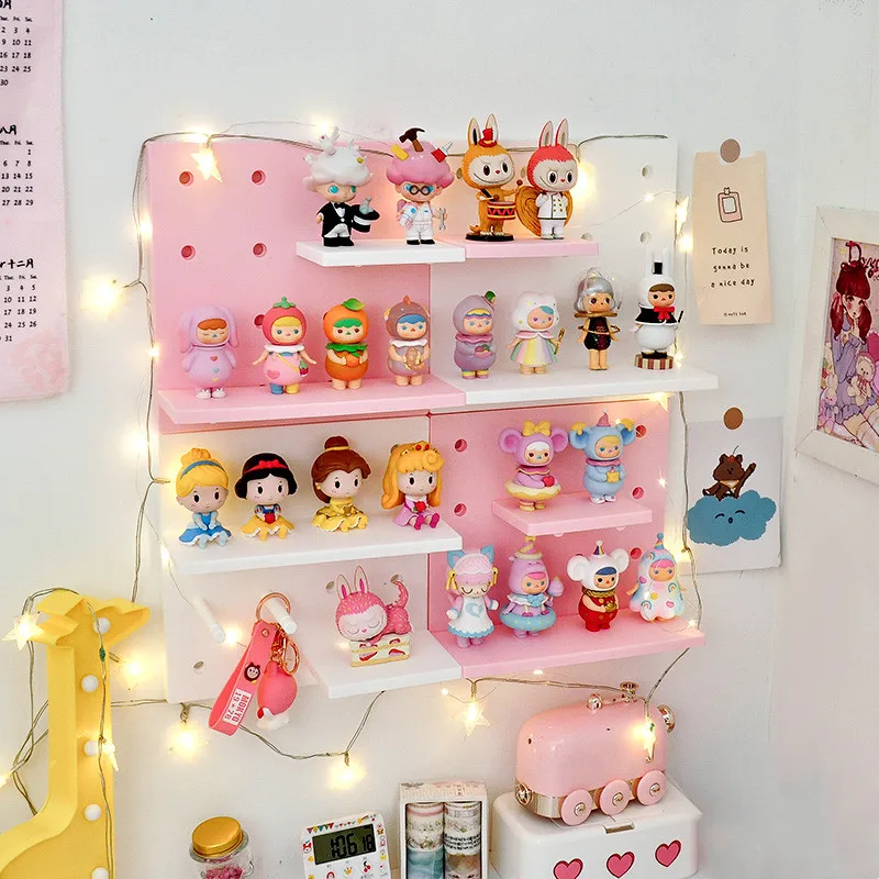 girls bedroom pink cute shelf free combination wall storage rack blind box garage kits organizer toy living room wall shelves free global shipping