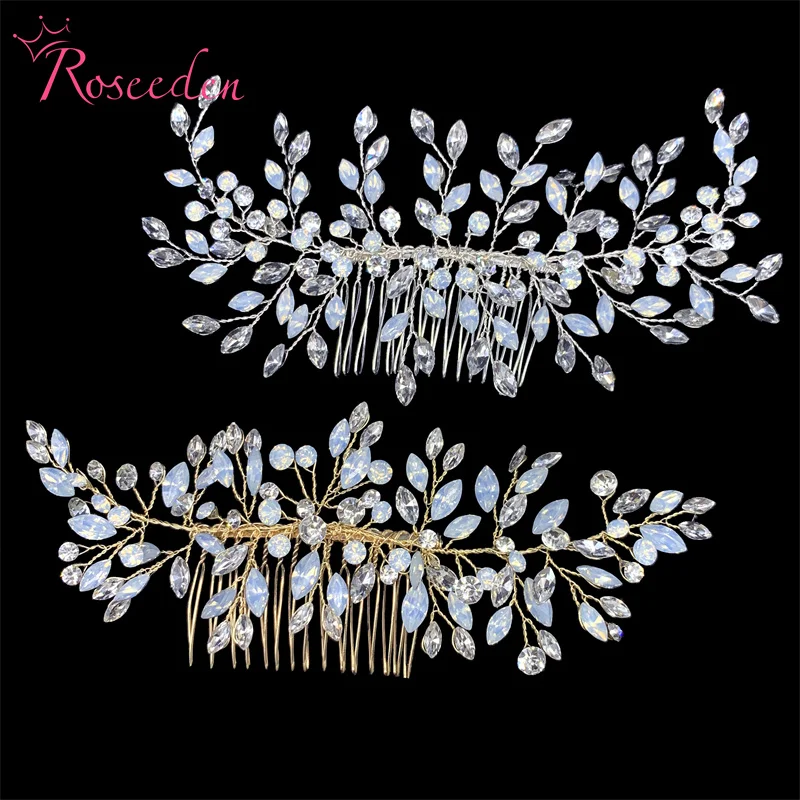 

Gold Silver Color Bridal Headpiece Women Prom Accessories Handmade Opal Wedding Hair Comb RE4405