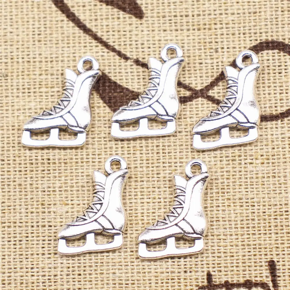 

For Jewelri Make 17x12mm Skates Charms Antique Silver Color 10pcs