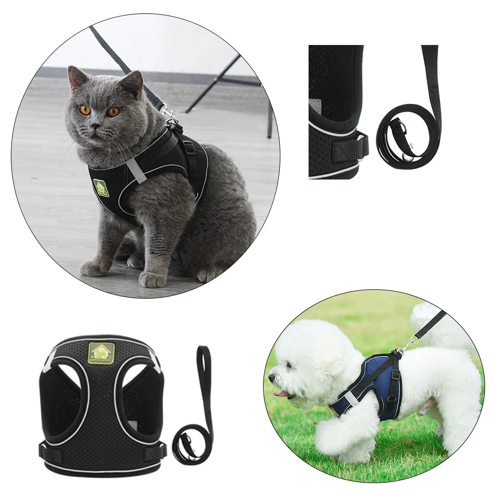 Нейлоновый сетчатый жилет для щенков кошек Светоотражающий поводок и собак