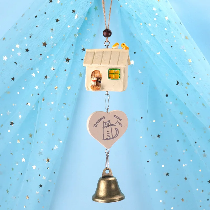 

Lovely Resin Wind Chime Pendant Creative Cartoon Bird House Hanging Wind Bell Windchimes Birthday Gifts Garden Home Decoration