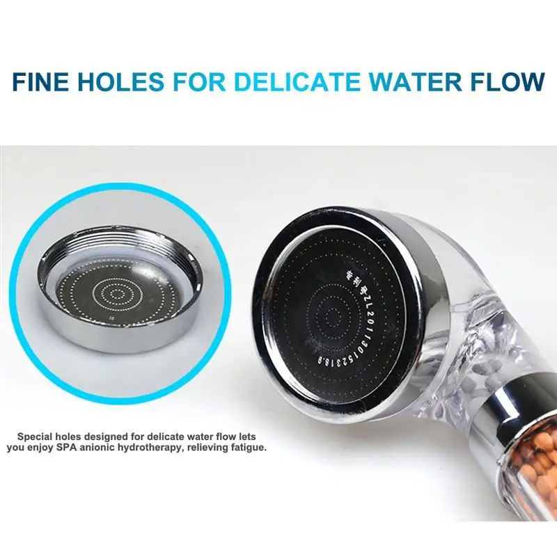 

Bathroom 3 Modes shower Handheld with switch on/off button high Pressure Anion Filter Bath Head Water Saving Shower