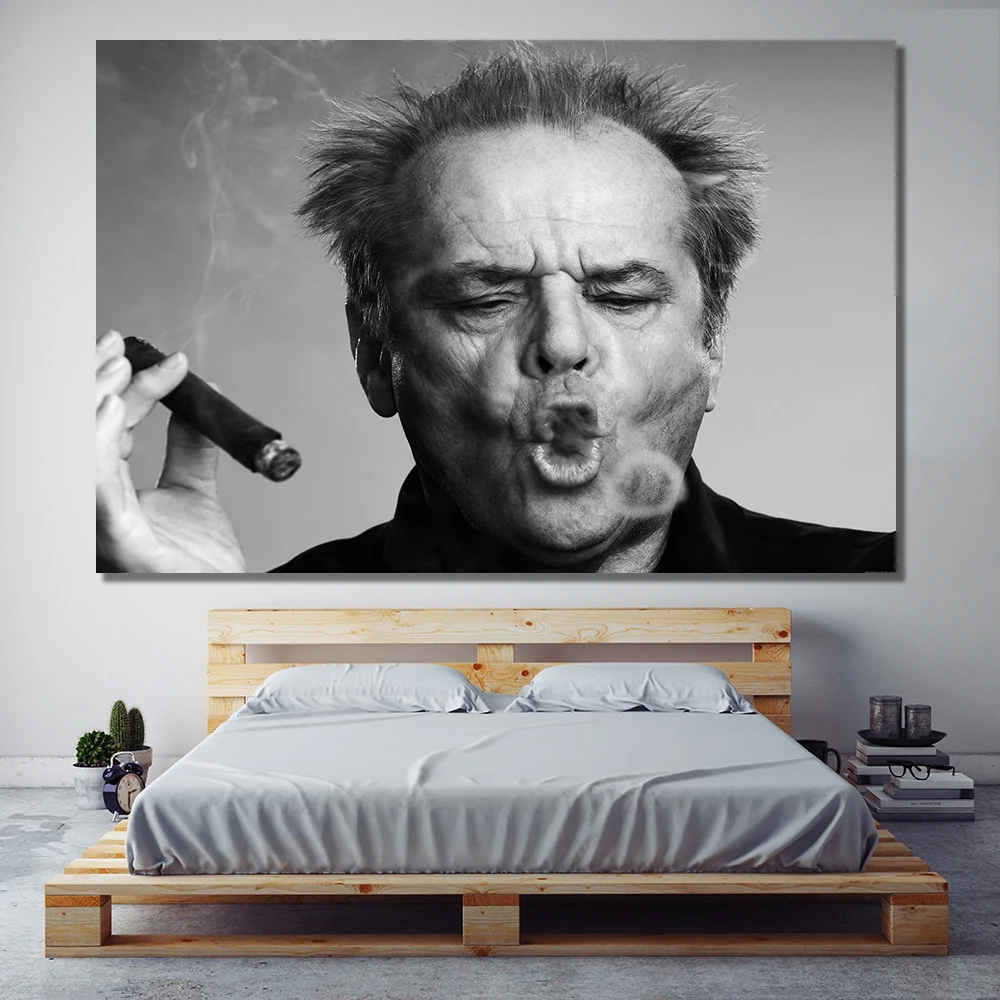 Плакат для сигар Jack Nicholson рисунок на стену черно белая Картина холсте гостиной