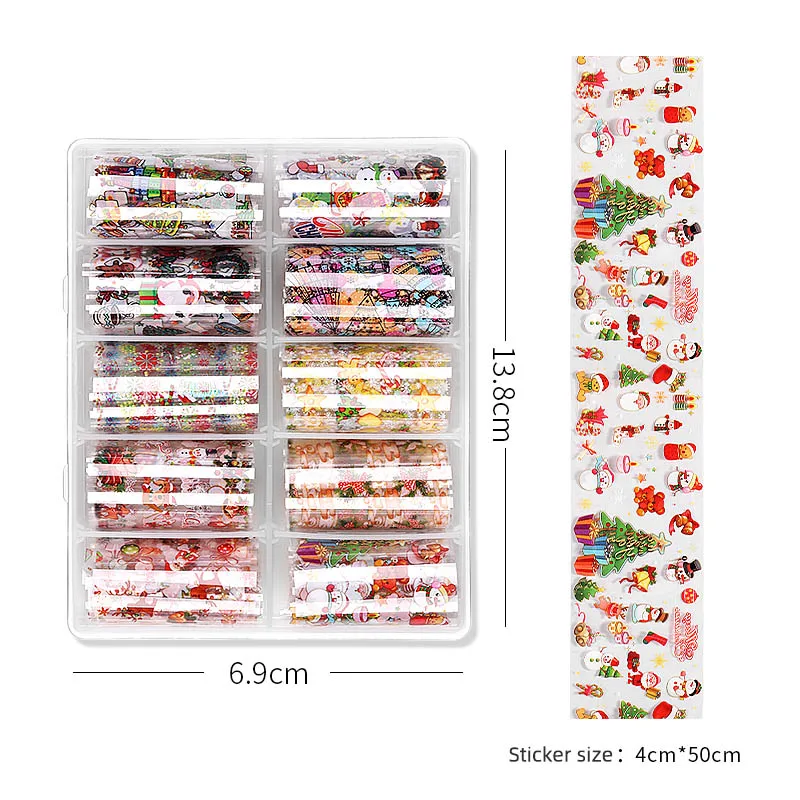 Переводная бумага для ногтей в виде звезды Набор рождественских наклеек