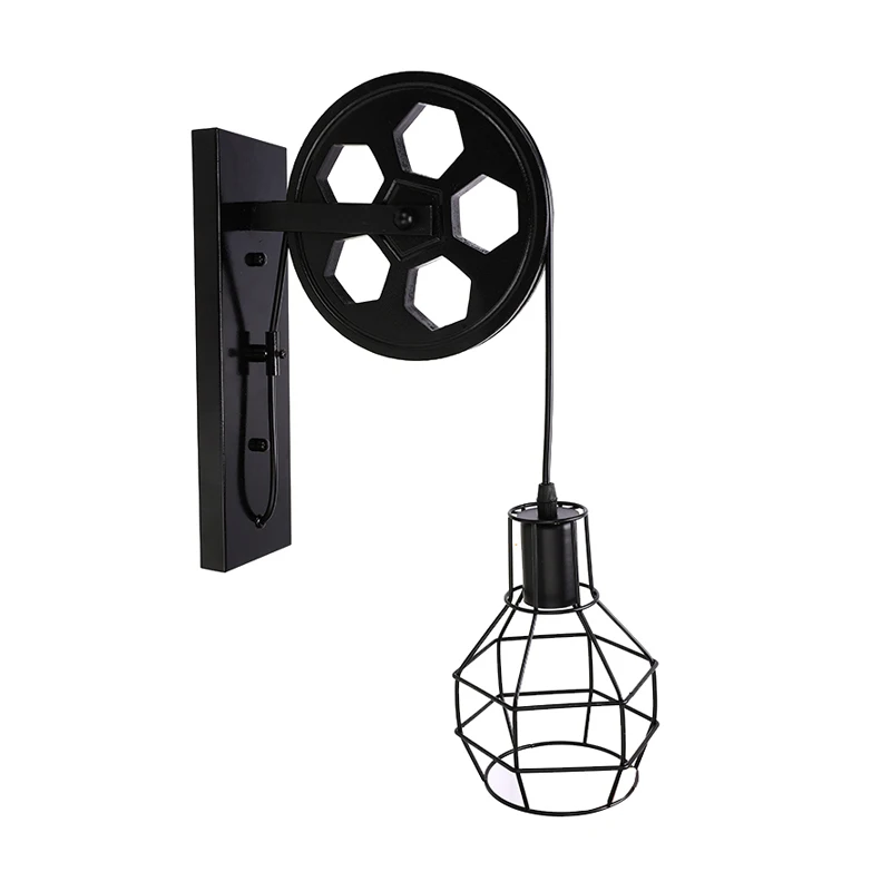 

E27 Wall Lamp Corridor Lifting Pulley Indoor Lighting Living Room Home Rustic Retro Industrial Restaurant Light Cafe Sconce