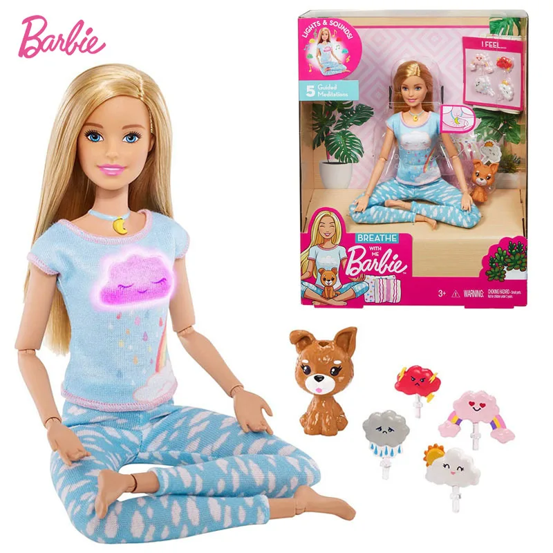 

Original Barbie Brand 2020 Newest Yoga Doll Toy Breathe with Me Meditation Princess Blone Pretty Girl For Birthday Present GMJ72