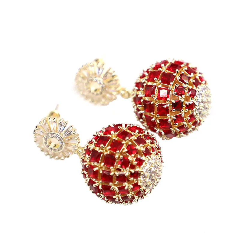 

Micro-set colorful zirconium diamond ball earrings 210317-56