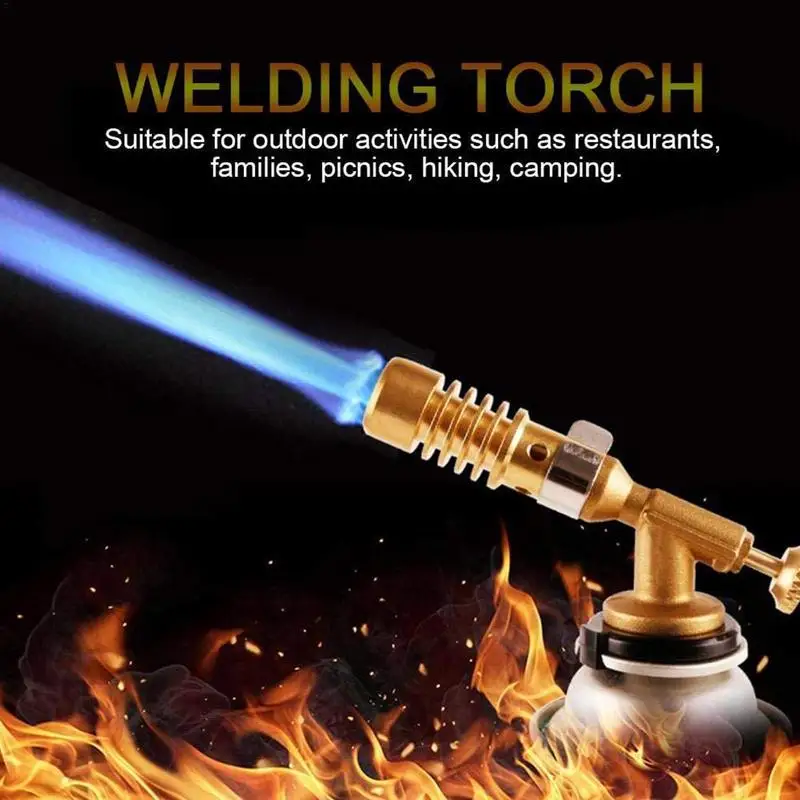 

Outdoor Camping Barbecue Igniter All Copper Torch High Temperature Brass Gas Turbine Butane Gas Portable Small Welding Torch