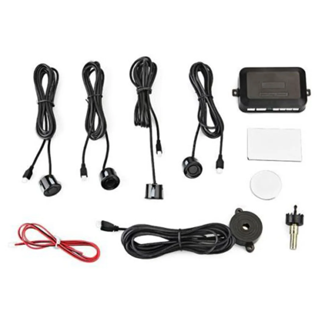 

4 Sensors Buzzer 22mm Car Parking Sensor Kit Reverse Backup Sound Alert Indicator Probe System 12V Car Accessories