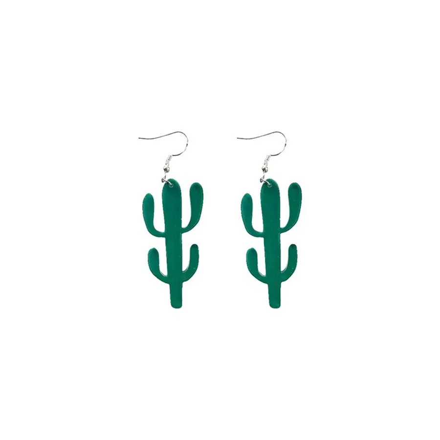 925Silver Green Plant Geometric Dangle Earrings for Women Cactus Funny Desert Long Hanging Party DJ Ear Jewelry Accessories | Украшения и