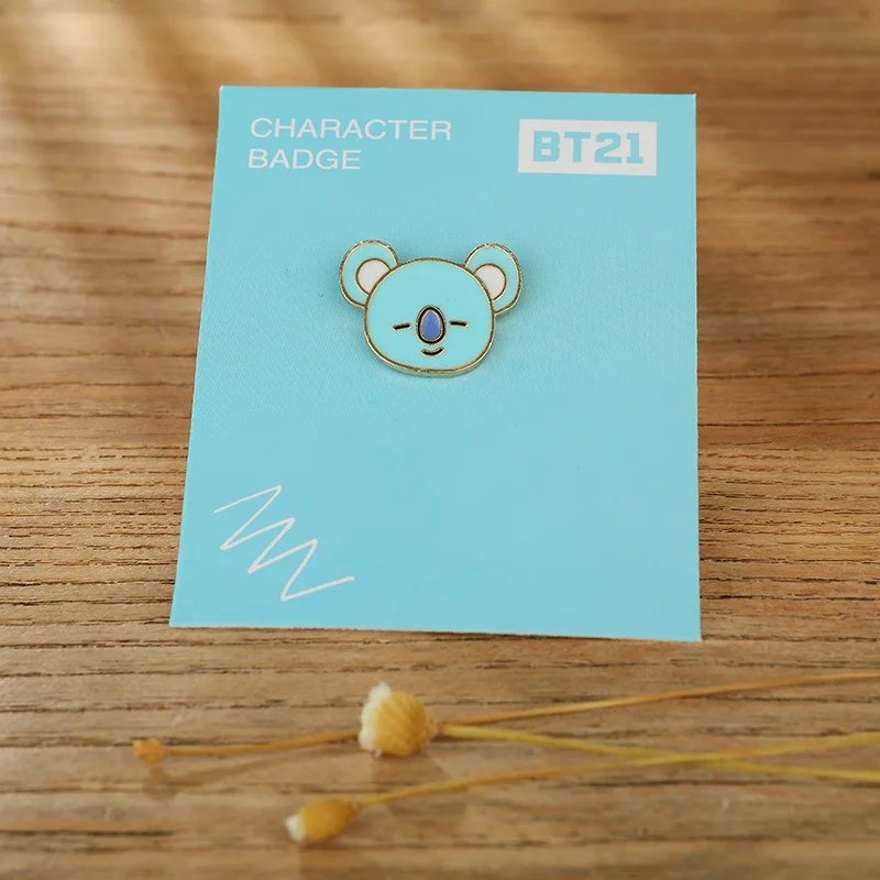 Bangtan мальчики Персонализированные Симпатичные брошка мультфильм булавка для женщин мужчин ювелирные изделия Bangtan вентиляторы аксессуары - Окраска металла: Светло-желтый цвет
