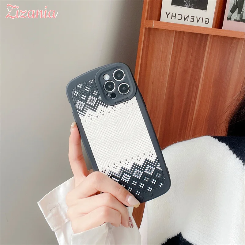

Cute Fashion Knitted sweaters Phone Case For iPhone 13 12 11 Pro Max XS Max XR X 7 8 Plus personality Shockproof Cover Girl Gift