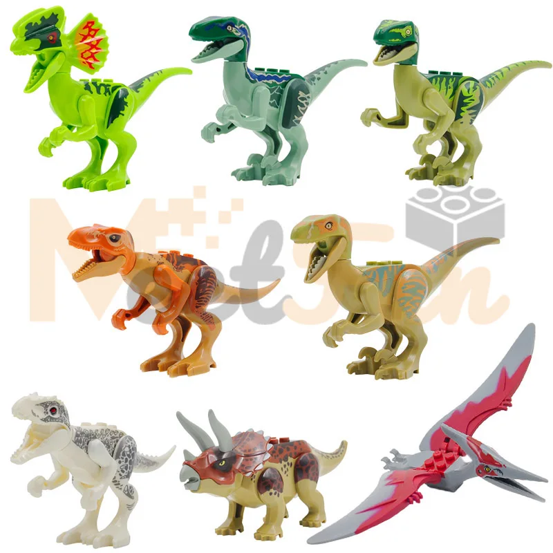 Конструктор-Динозавры юрского периода модель MOC тираннозавр рекс стегозавр
