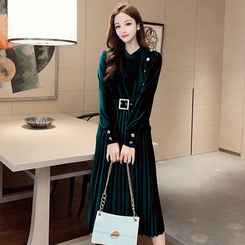 Платье для мамы размера плюс с поясом на весну и зиму женское винтажное