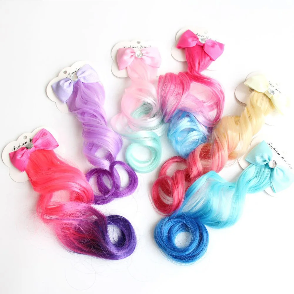 Аксессуары для волос разноцветные заколки с бантом девочек радужные блестящие