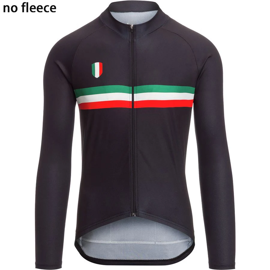 long sleeve Мужская зимняя одежда из флиса с длинным рукавом и без флиса, одежда для велоспорта красного, черного, синего, оранжевого, серого цвета - Цвет: long sleeve