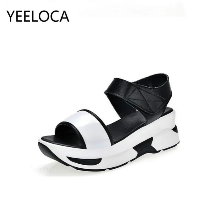 

YEELOCA новые женские сандалии, повседневная обувь, женская летняя пляжная обувь, обувь на плоской подошве для учеников, сандалии на липучке