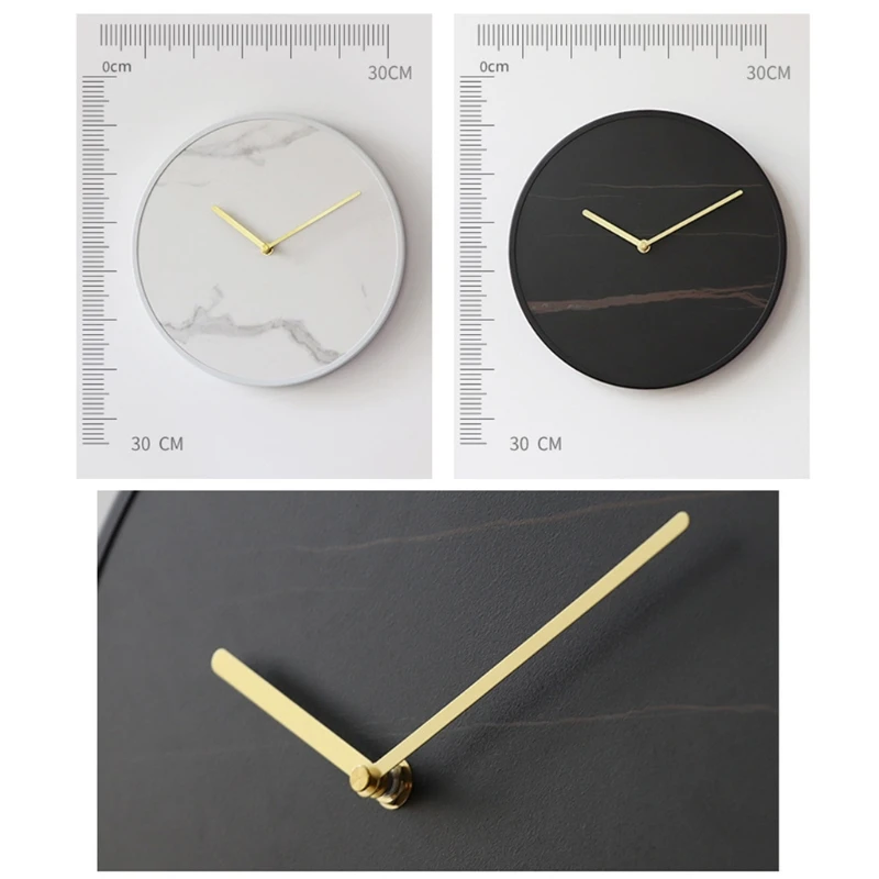 

Modern Marble Wall Clock Minimalist Bedroom Wall Mounted Hanging Watch Silent