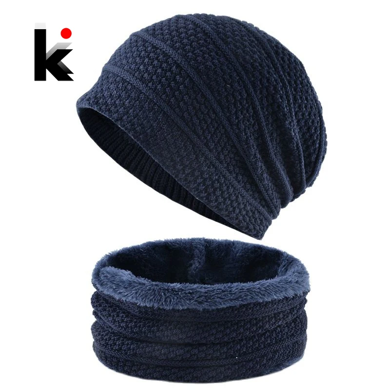 шапка зимняя мужская и снуд для мужчин женщин шапочки вязаные шапки шарфы модная