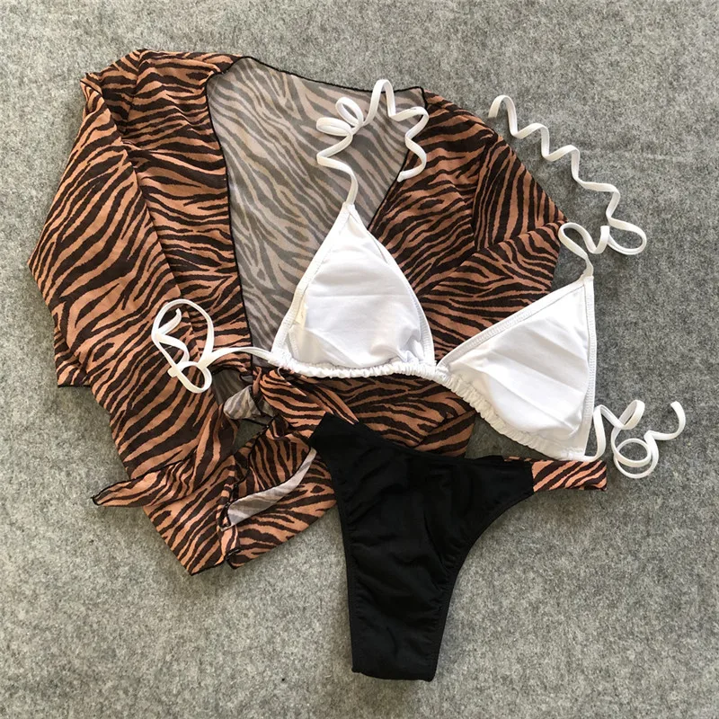 

New Sexy 2020 Zebra Print High Leg Cut Bikini Women Swimwear Female Swimsuit 3 pieces Bikini set Brazilian Bather Bathing Suit