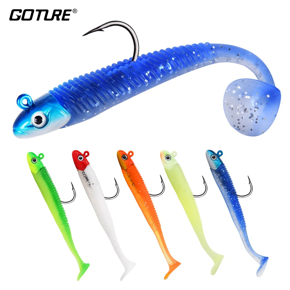 Goture 5 шт./компл. Мягкая приманка 20 г 10,8 см Jig Head быстро качели блеск световой дизайн более одинарный крючок колючая для всех рыболовных