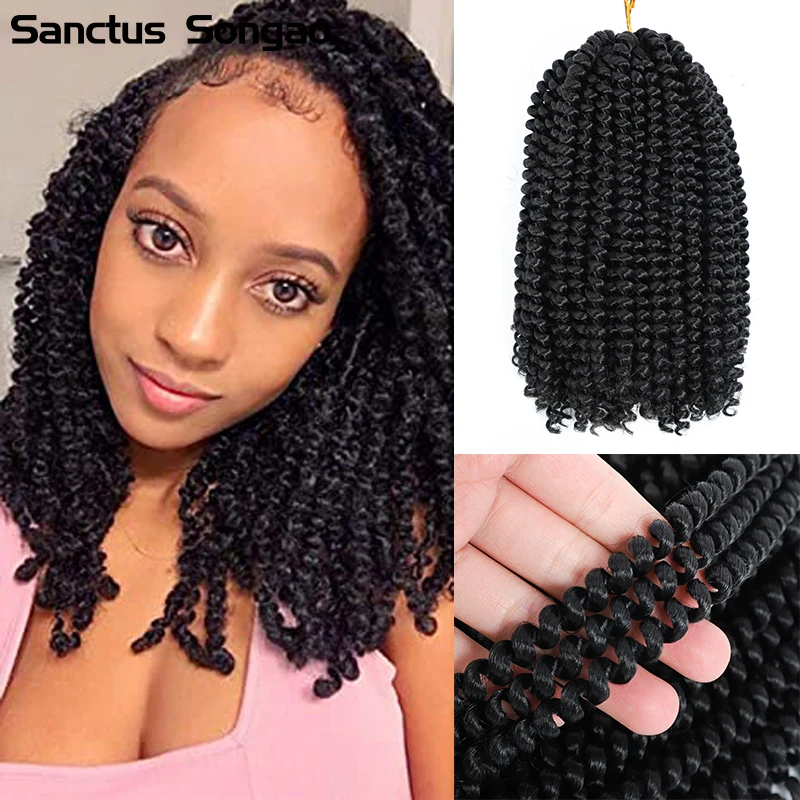 

Пружинные твист волосы 8 дюймов Синтетические вязаные крючком косы пушистые твист плетеные удлинители волос для черных женщин 110 ± 5g Santus Songao
