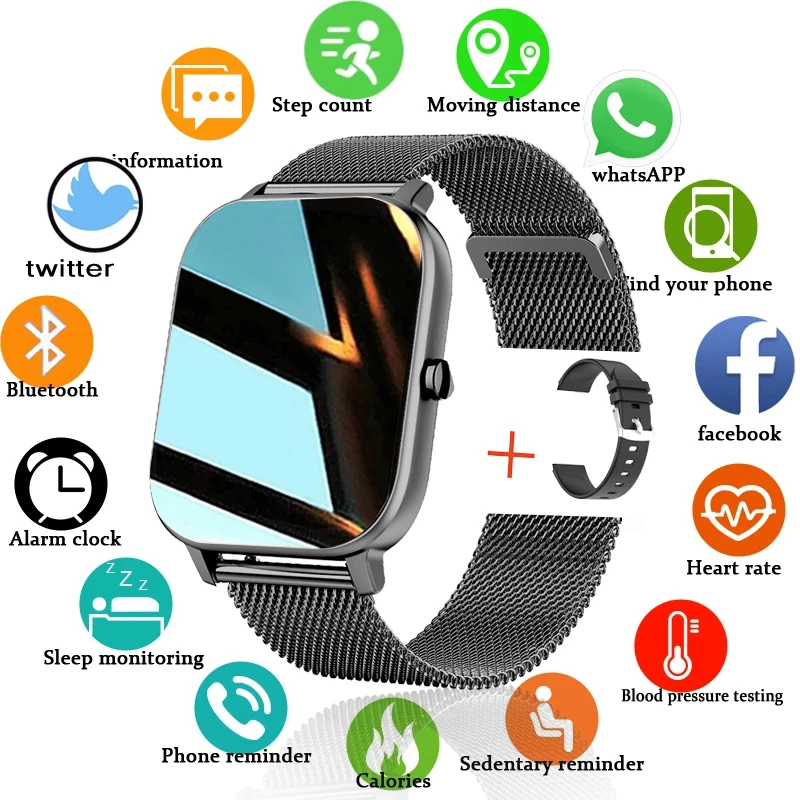 

Новинка 2021, умные часы P8 с цветным экраном для женщин и мужчин, фитнес-трекер с полным сенсорным экраном, Смарт-часы с тонометром, женские Сма...