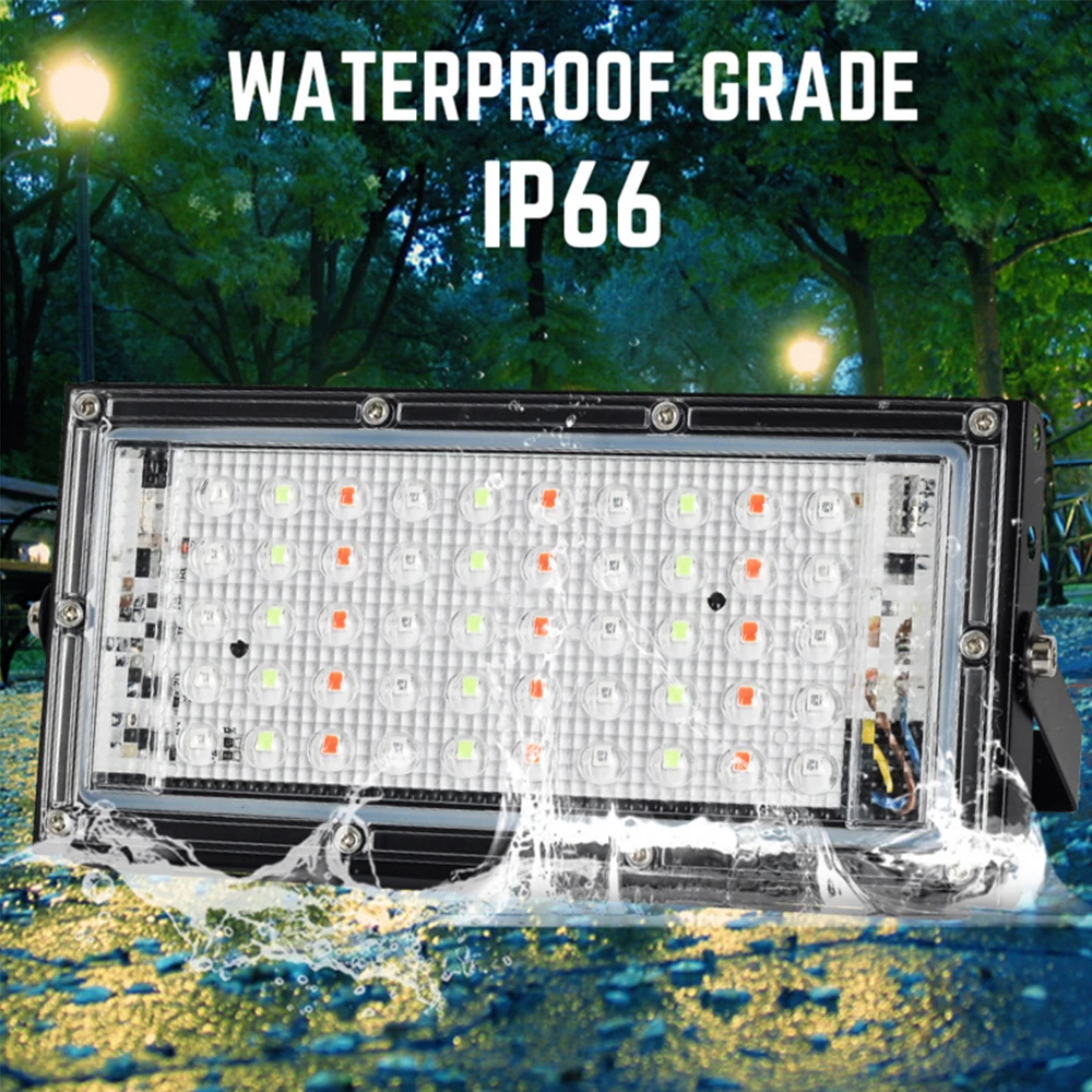 50W LED Spotlight RGB Flood Light 220V Outdoor Waterproof Floodlight DC12-85V Led Reflector led spot light with Remote Control | Лампы и