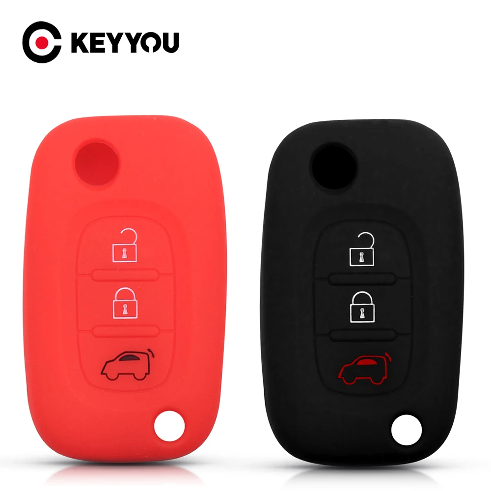

KEYYOU For Mercedes Benz Smart Fortwo 453 Forfour For Renault Megane Silicone Key Cover Replacement Fluence Key Case Alarm