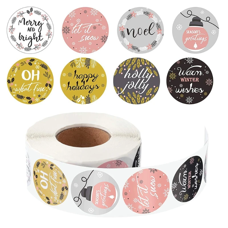 

500 шт., 1,5 дюйма, Рождественская наклейка с надписью «Thank You»