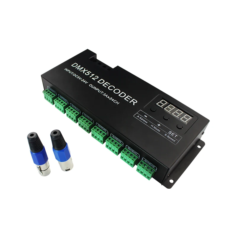 

24-канальный декодер DMX с разъемом RJ45 и XLR, контроллер DMX 512 для светодиодной ленты
