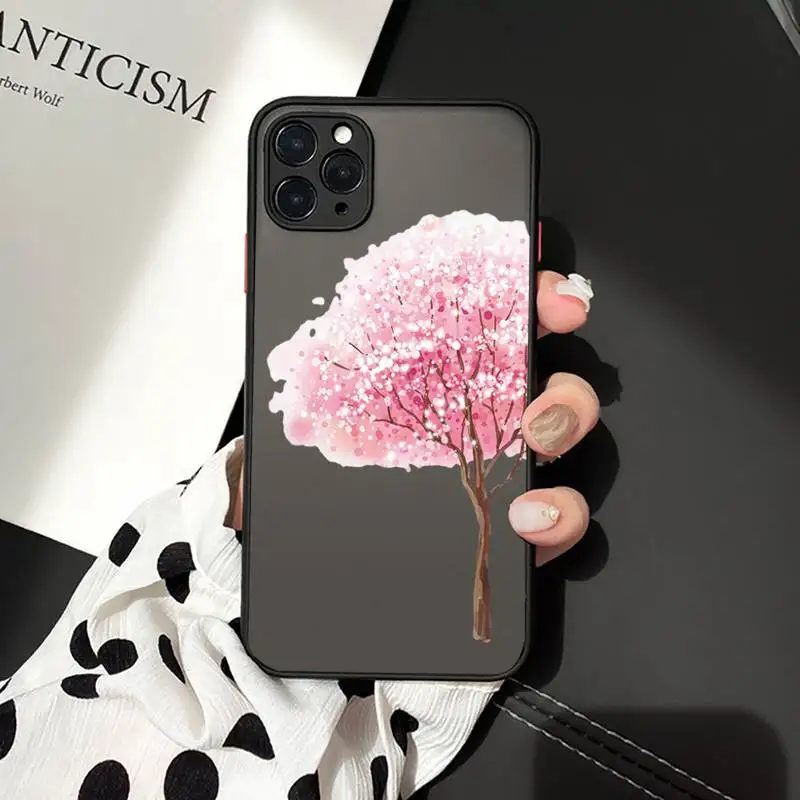 

Cartoon sakura beautiful flower luxury design Phone Case matte transparent For iphone 7 8 11 12 plus mini x xs xr pro max cover
