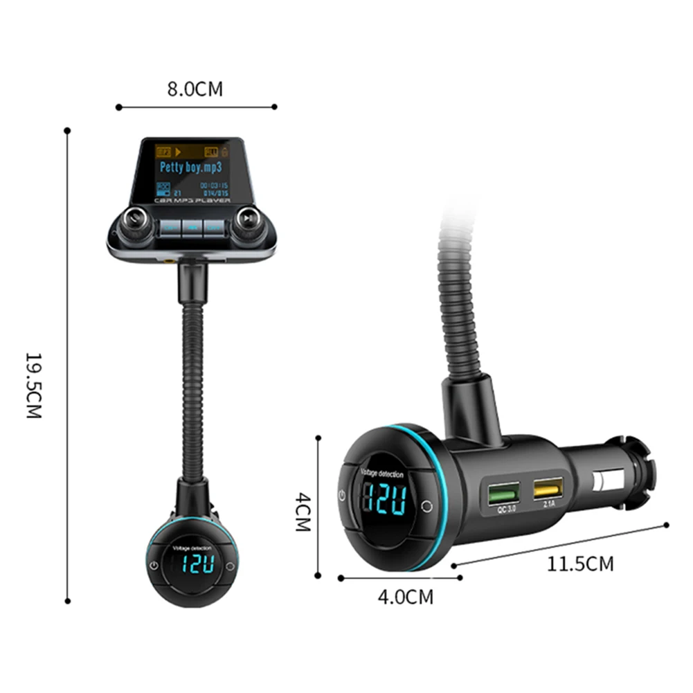 

BT14 Gooseneck FM Modulator Wireless Bluetooth Unique Parts Portable Car Ornaments for Car MP3 Player USB Charger