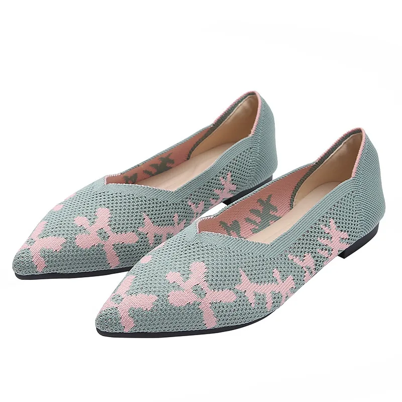 

The Same Princess Shoes for Women 2021 Spring New Daisy Weave Single Soft Sole Pointed Toe Shoes Women Summer Zapatos De Mujer
