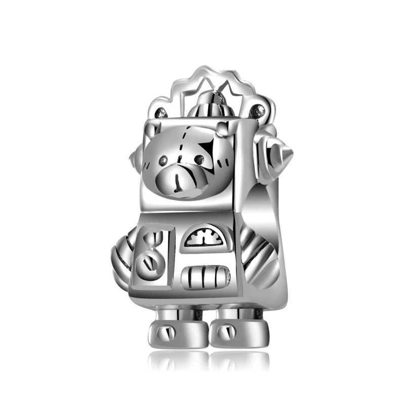 

WELMEL 925 Стерлинговое Серебро робот медведь очаровательные металлические бусины Подходит для оригинальных браслетов Pandora Браслеты DIY женские...