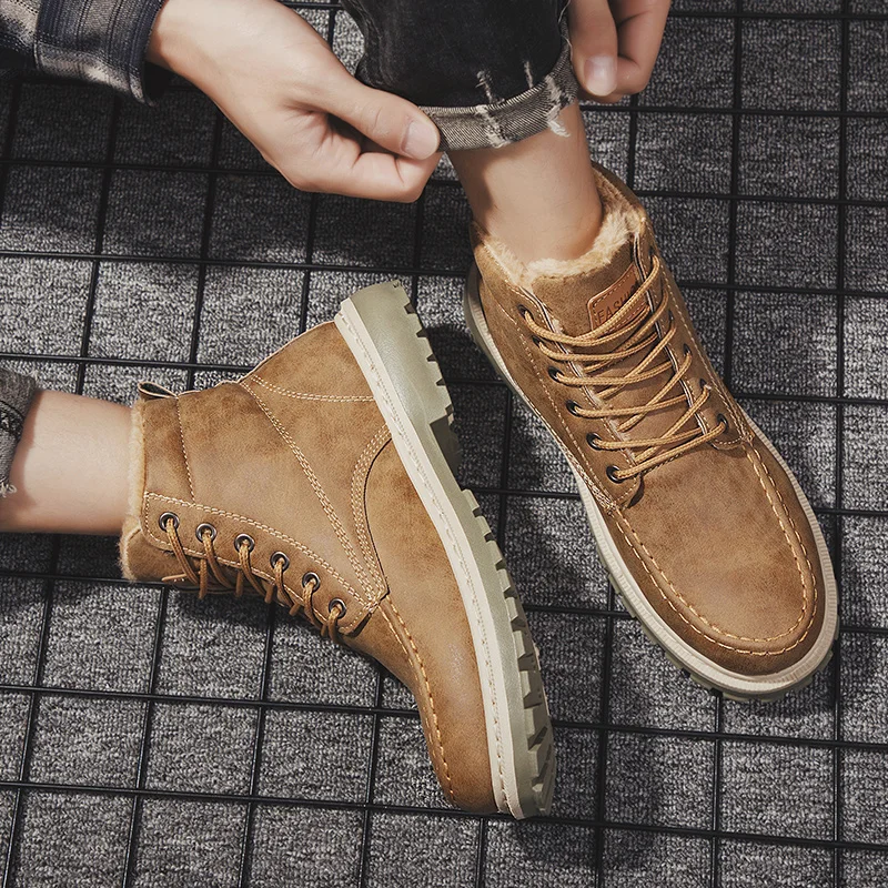 

Genuine Leather Men Shoes Snow Walking Ankle Boots 2021 New Winter Male Comfortable Warm Casual Winter Shoes Men Boots