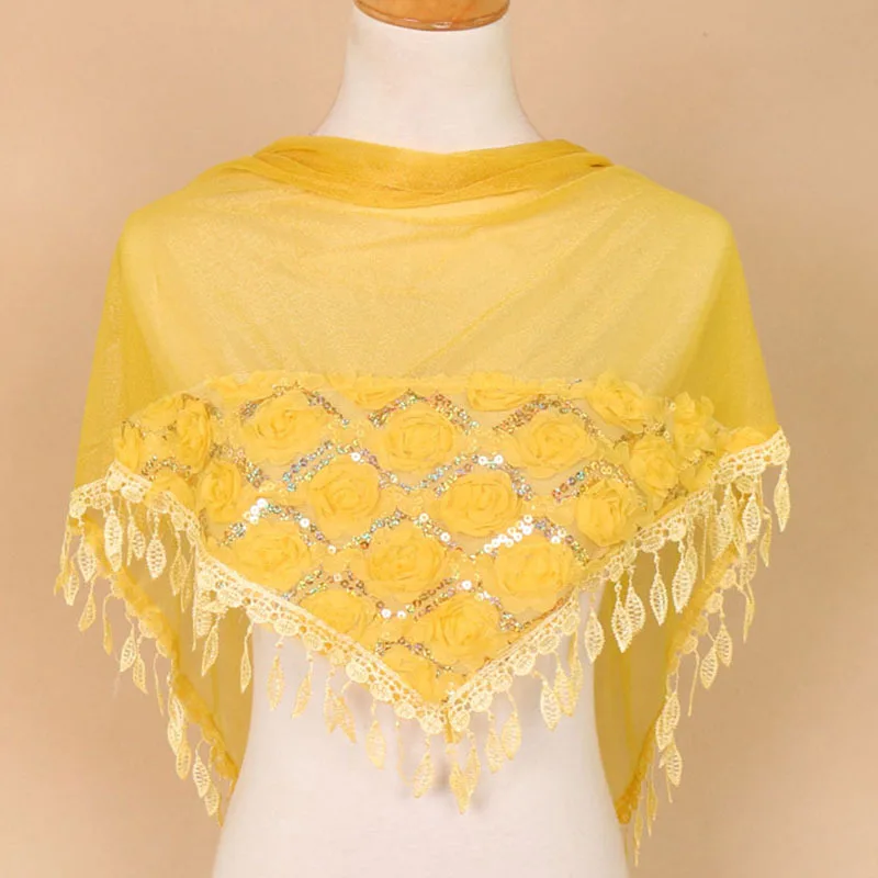 Женский треугольный шелковый шарф роскошный бренд женские кружевные шарфы