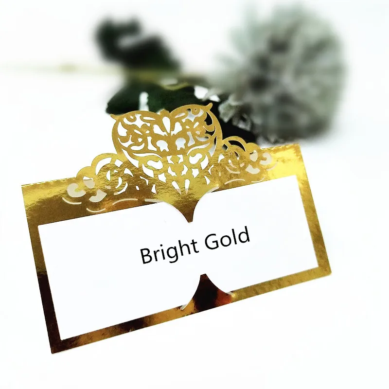 Bright gold 50 шт., винтажные вырезанные лазером сердечки, номер стола, имя, карта, место, карты, место, карта, украшение для свадьбы, банкета, дня рождения, 5Z - Цвет: Bright gold