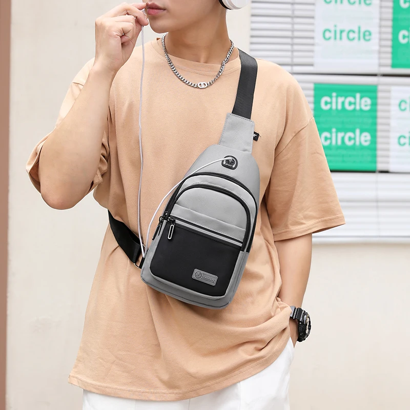 

High Quality Durable Fabric Men Chest Bag Fashion Casual Men Slim Crossbody Bag Men's Outdoor Chest Bag With Reflective Strip