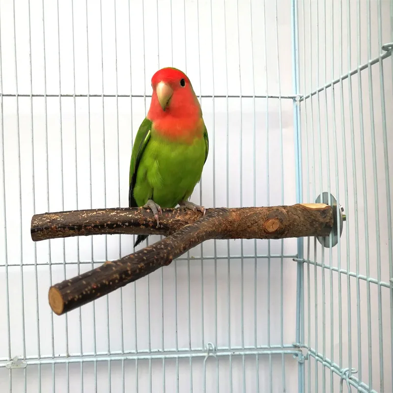 

1PC Bird Cage Wood Branch Stand Perches Pet Parakeet Budgie Hanging Play Toys Parrot Wooden Resk Holder Perches Platform