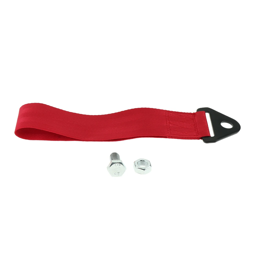 

Auto 2 Ton Tow Hauling Towing Strap Rope Loop with Bolt Hook Heavy Duty, Red