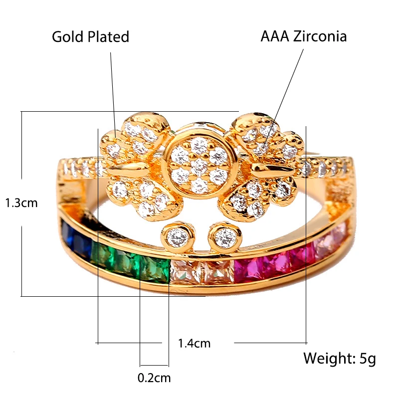 MASHAWU Fashion Rainbow Series Luxury Charm Cz Wedding Ring Rhinestones Size Women Party Jewelry Free Shipping | Украшения и