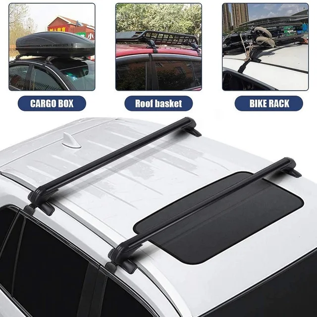 1 Pair Universal Vehicle Car Roof Mounting Rack Rail Bar Black Aluminum Luggage Carrier with Lock Top Car Rack 6