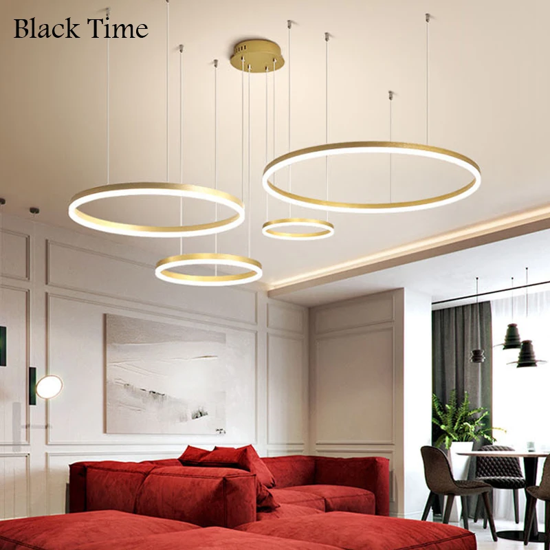 Современные круглые светодиодные люстры лампы для гостиной спальни столовой