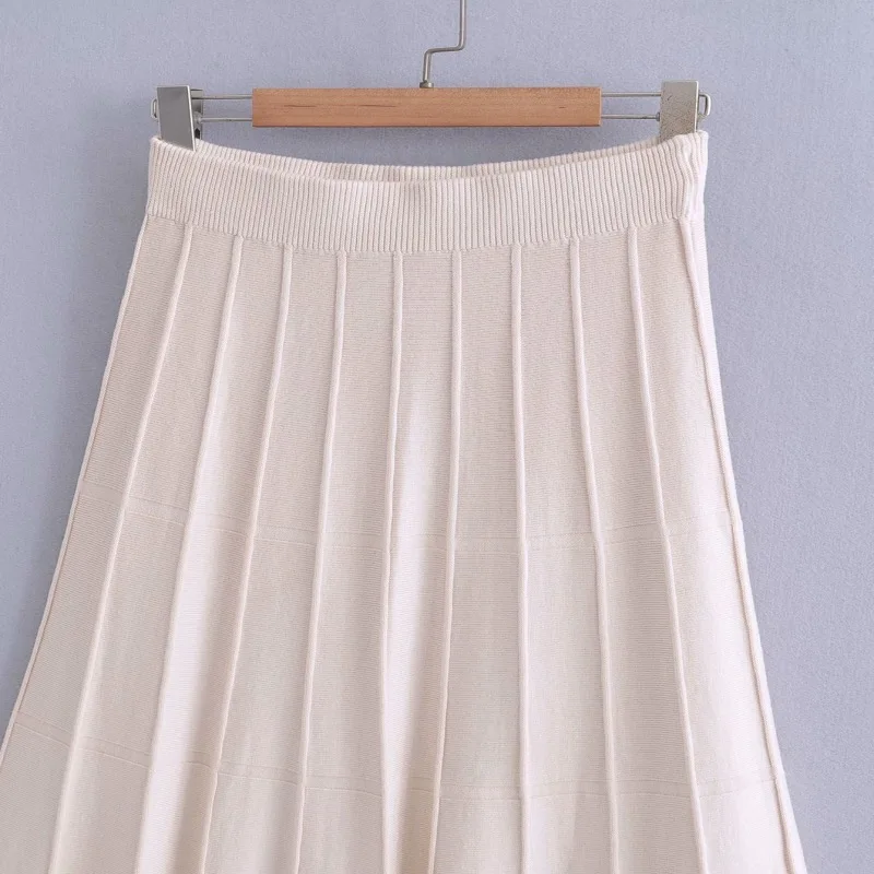 

Chu Sau Beauty 2021 Women's Autumn Knitted A-Line Mini Skirt, Stretch High Waist Striped Skirt, Women's Elegant Skirt