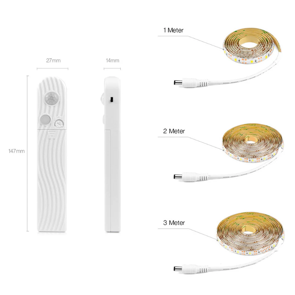 

1/2/3/m Second Generation AAA Batteries Powered LED Lamp Strips Warm Lighting Human Body Induction Sensor Light Strip