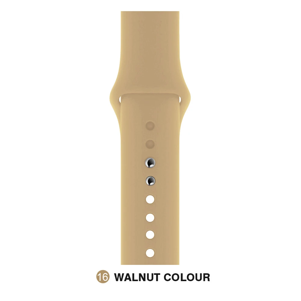 walnut color Мягкий силиконовый сменный спортивный ремешок для Apple Watch версии 4, 3, 2, 1, 42 мм, 38 мм, браслет на запястье, ремешок для iWatch 4, 40 мм, 44 мм, спортивный - Цвет ремешка: walnut color