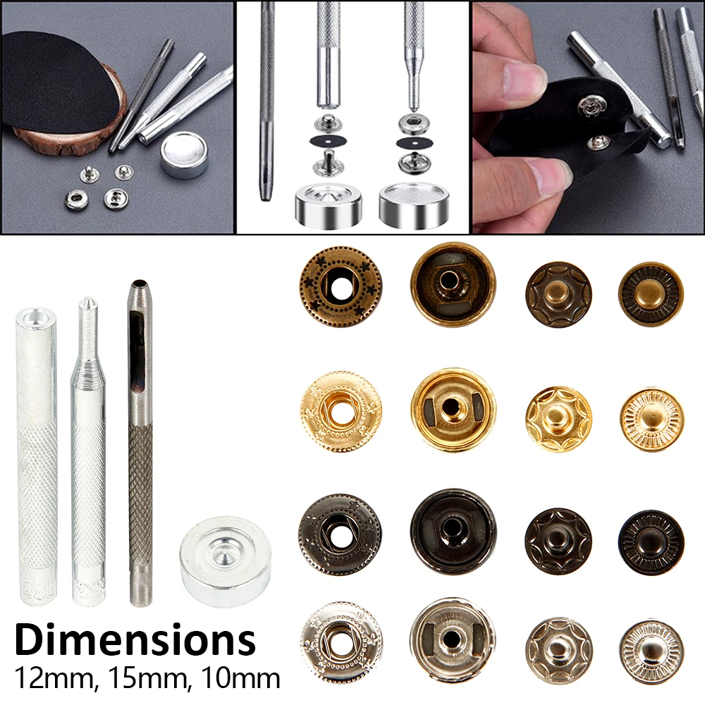 120sets Metal Brass Press Studs With 4 Pcs Fixing Tools Sewing Button Snap Fasteners Leather Craft DIY 831/633/655 | Дом и сад