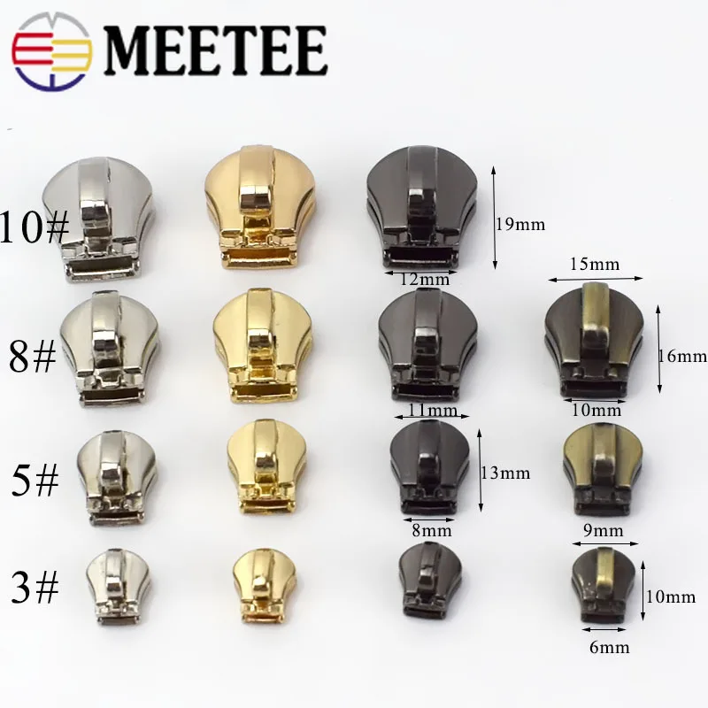 Meetee 10 шт. 3#5#8#10# пулер для металлической застежки-молнии Потяните застежка зиппер сумка багаж одежды DIY Ремонтный комплект Аппаратные аксессуары AP604