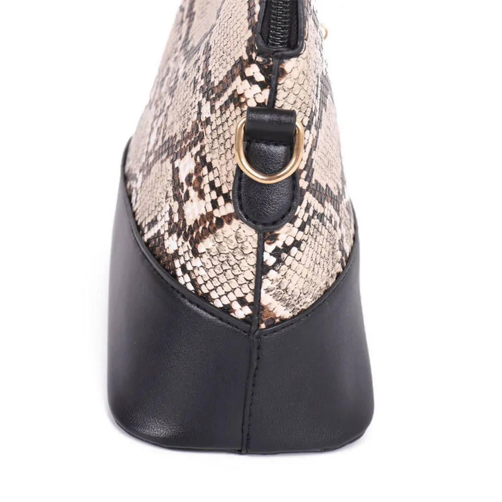 Змеиный принт цепочка ракушка сумки на плечо женская кожаная сумка через